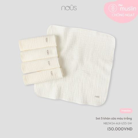  Set 5 khăn sữa màu trắng 