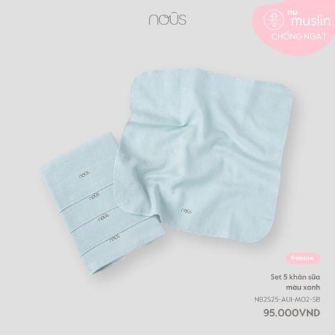  Set 5 khăn sữa màu xanh 