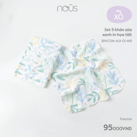  Set 5 khăn sữa xanh in họa tiết 