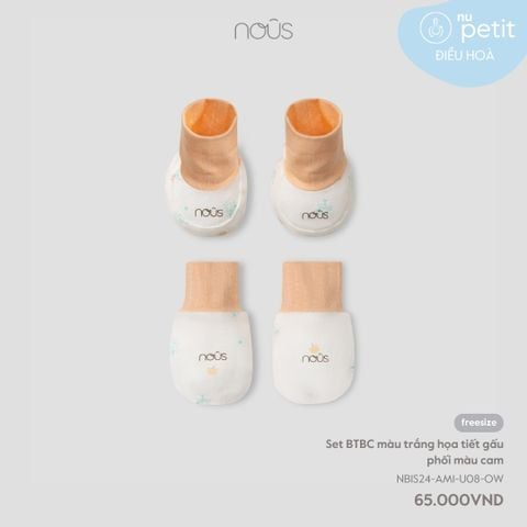  Set BTBC màu trắng họa tiết gấu phối màu cam 