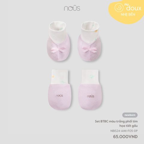  Set BTBC màu trắng phối tím họa tiết gấu 