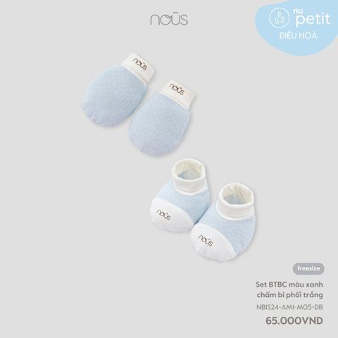  Set BTBC màu xanh chấm bi phối trắng 