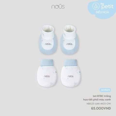  Set BTBC trắng họa tiết phối màu xanh NB 