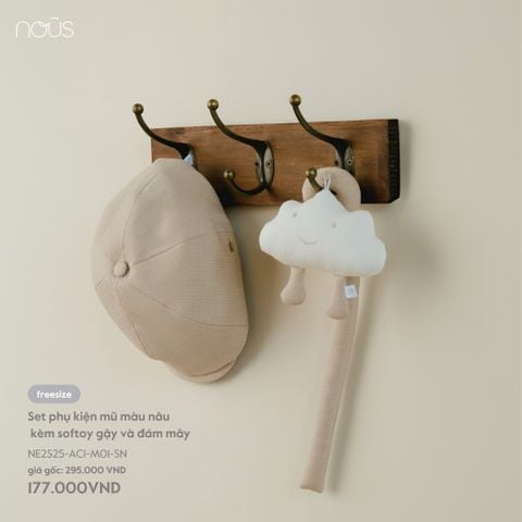  Set phụ kiện mũ màu nâu kèm softtoy gậy và đám mây 
