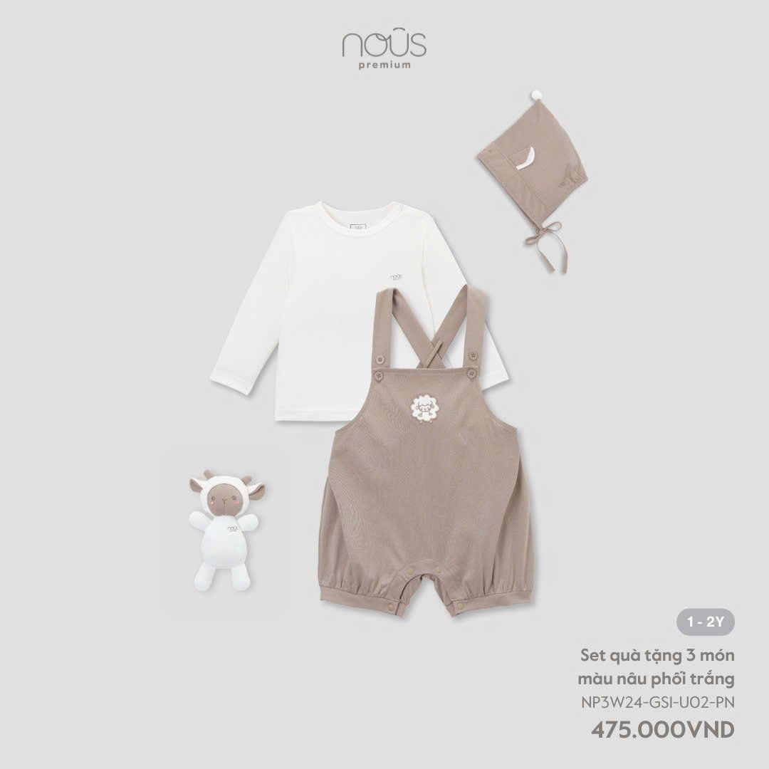  Set quà tặng 3 món màu nâu phối trắng 1Y 
