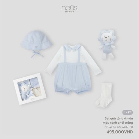  Set quà tặng 4 món màu xanh phối trắng 