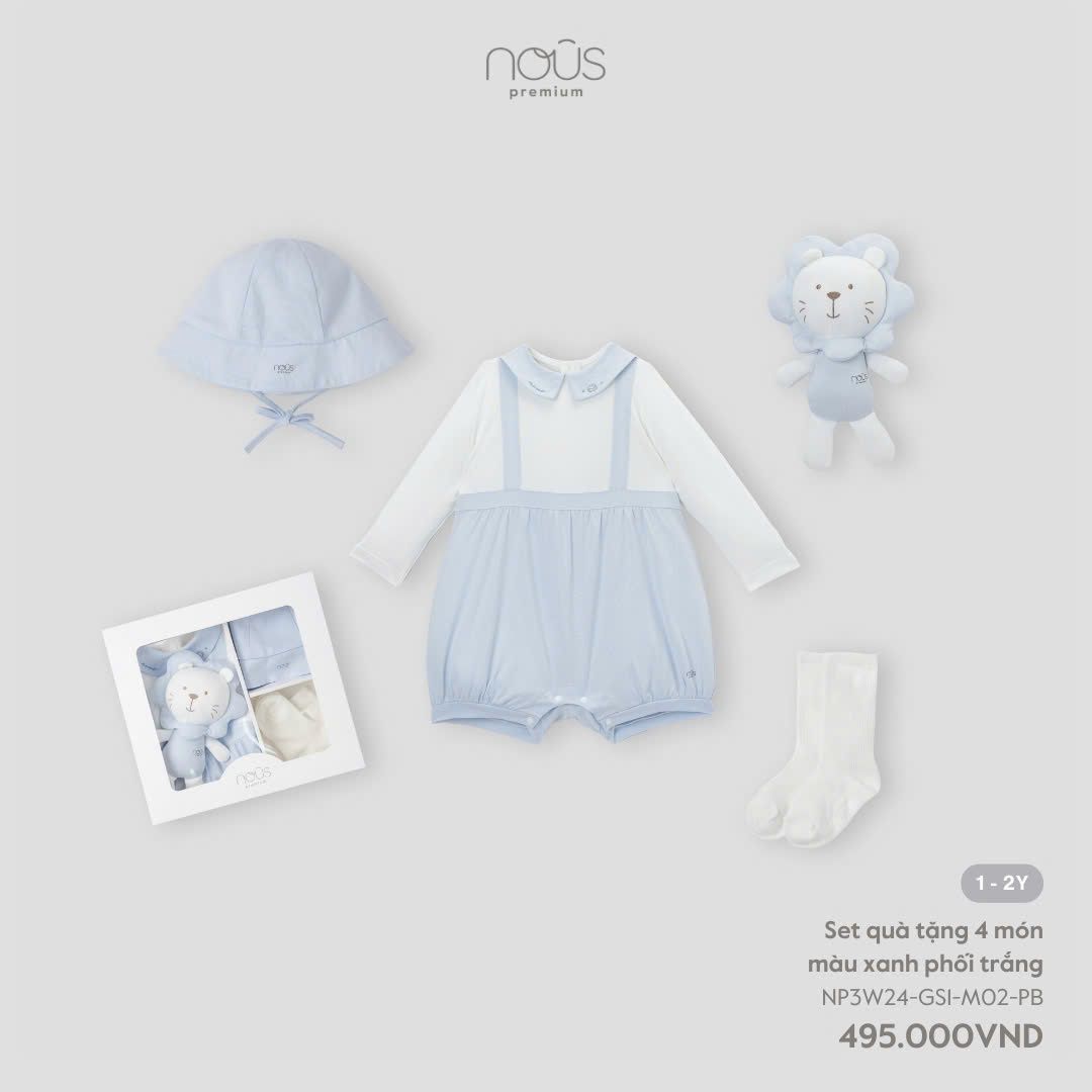  Set quà tặng 4 món màu xanh phối trắng 