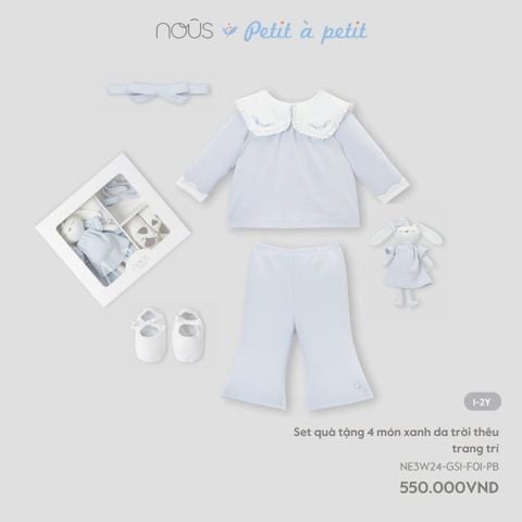  Set quà tặng 4 món xanh da trời thêu trang trí 