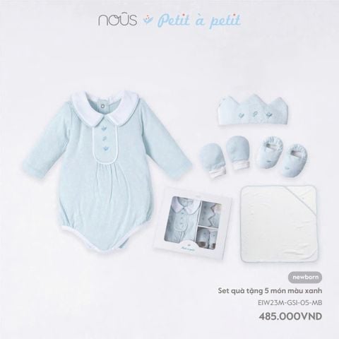  Set quà tặng 5 món màu xanh bé trai NB 