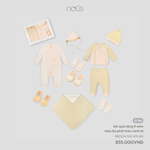  Set quà tặng 9 món màu be phối màu xanh lá 