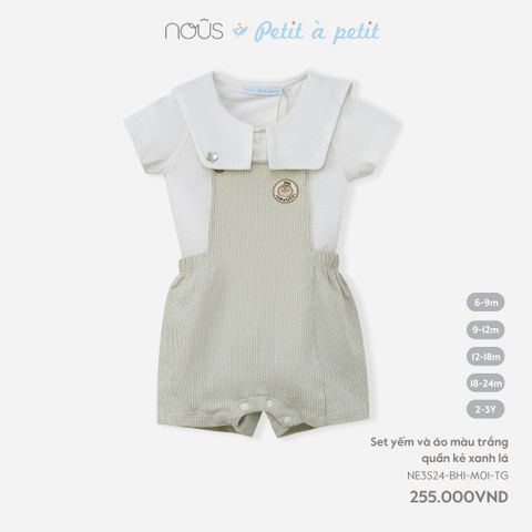  Set yếm và áo màu trắng quần kẻ xanh lá 
