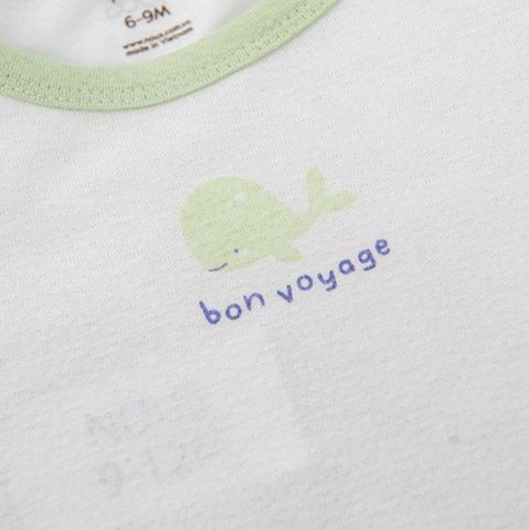  Bộ cộc tay trắng phối tím in hình cá voi 