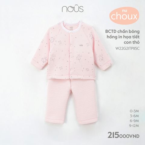  BCTD chần bông màu hồng in họa tiết con thỏ 