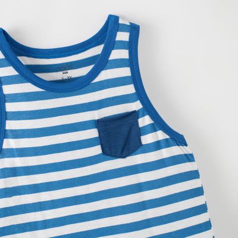 Bộ ba lỗ kẻ xanh navy 