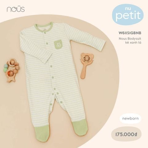  Nous Bodysuit kẻ xanh lá NB 