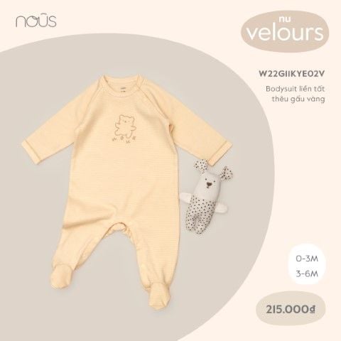  Bodysuit liền tất thêu gấu vàng 