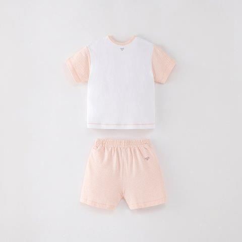  Bộ cộc áo trắng phối quần kẻ caro hồng 