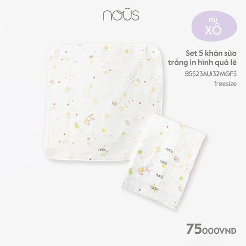  Set 5 khăn sữa trắng in hình quả lê 