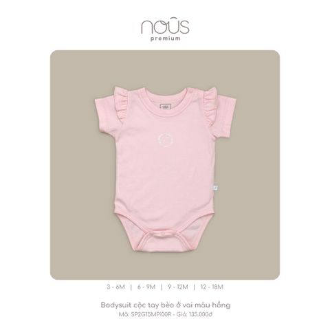  Bodysuit cộc tay bèo ở vai màu hồng 