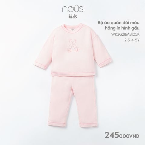  Bộ áo quần dài màu hồng in hình gấu 