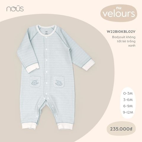  Bodysuit không tất kẻ trắng xanh 