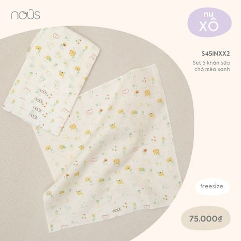  Set 5 khăn sữa chó mèo xanh 