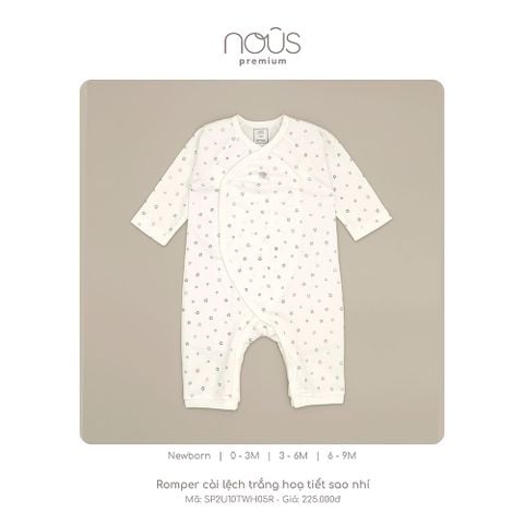  Romper cài lệch trắng hoạ tiết sao nhí 