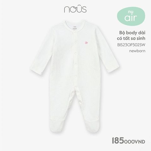  Bộ body dài có tất sơ sinh màu trắng 
