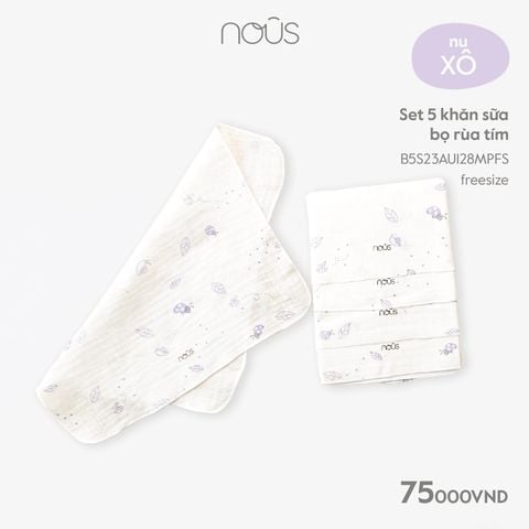 Set 5 khăn sữa bọ rùa tím 