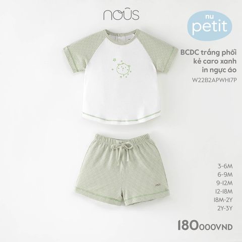 BCDC trắng phối kẻ caro xanh in ngực áo 