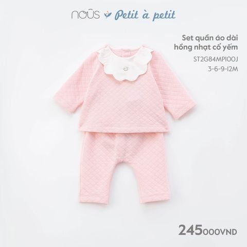  Set quần áo dài hồng nhạt cổ yếm 