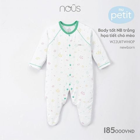  Body tất NB trắng họa tiết chó mèo NB 