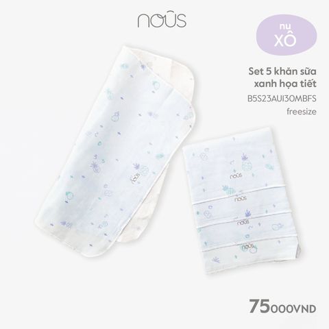  Set 5 khăn sữa xanh họa tiết 