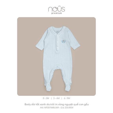  Body dài tất xanh da trời in vòng nguyệt quế con gấu 