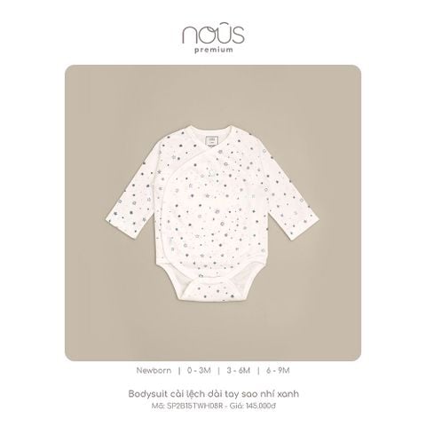  Bodysuit cài lệch dài tay sao nhí xanh 