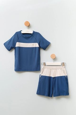  Bộ cộc tay bé trai xanh ghi 