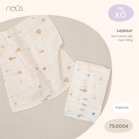 Set 5 khăn sữa mực hồng 