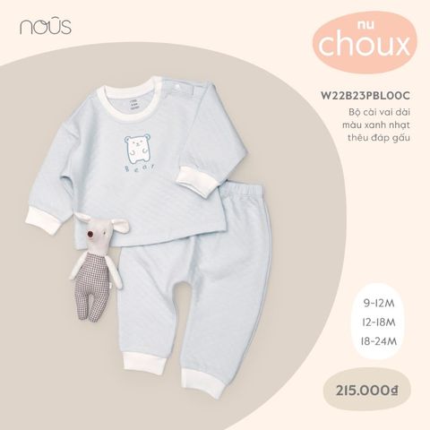  Bộ cài vai dài màu xanh nhạt thêu đáp gấu 