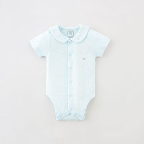  Set 2 bodysuit cộc tay trắng - xanh cổ thêu ngôi sao 