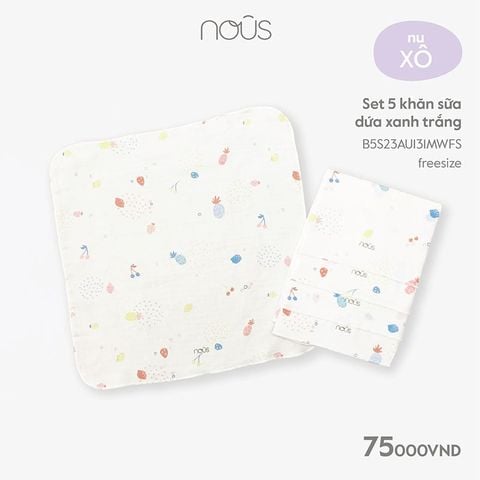  Set 5 khăn sữa dứa xanh trắng 