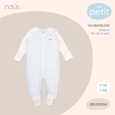  Bodysuit liền tất kẻ xanh 