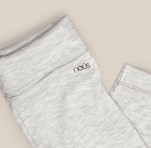  Quần legging cạp lật màu ghi nhạt 