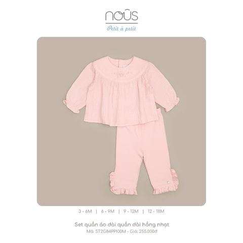  Set quần áo dài quần dài hồng nhạt 