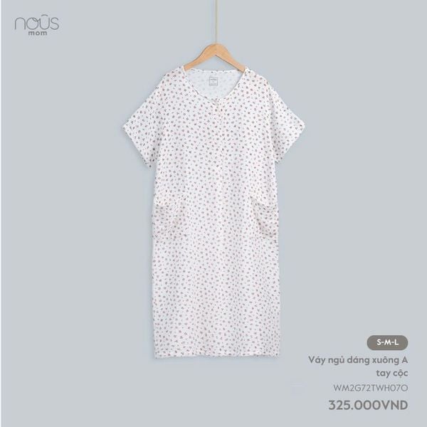  Váy ngủ dáng xuông A, tay cộc 