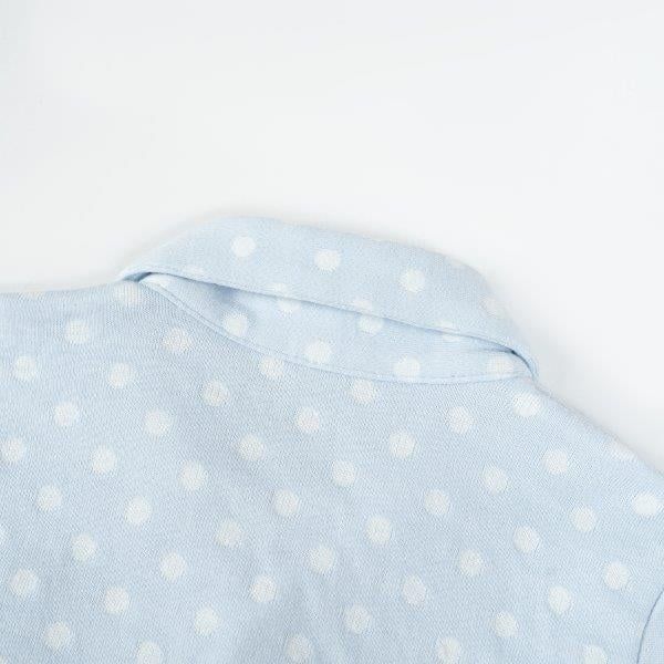  Bộ Pyjama dài màu xanh chấm bi trắng 
