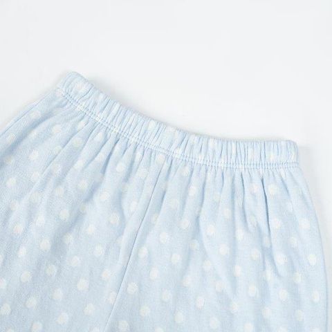  Bộ Pyjama dài màu xanh chấm bi trắng 