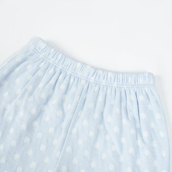  Bộ Pyjama dài màu xanh chấm bi trắng 