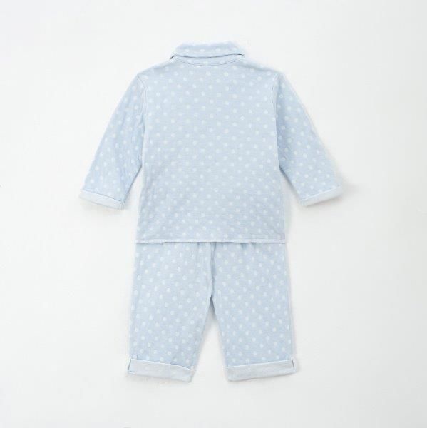 Bộ Pyjama dài màu xanh chấm bi trắng 