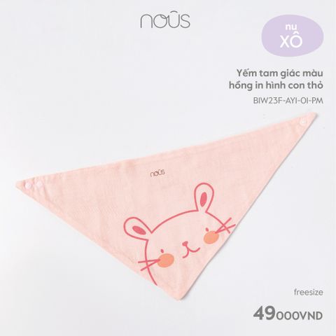  Yếm tam giác màu hồng in hình con thỏ 