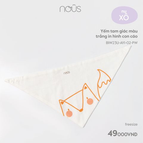 Yếm tam giác màu trắng in hình con cáo 